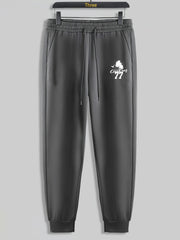 Eagle Number Print Men's Drawstring Sweatpants for Spring Autumn