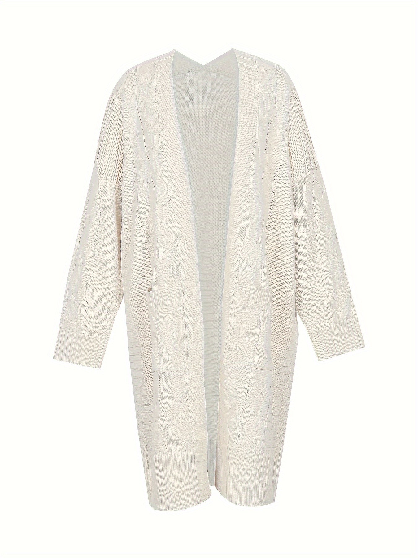Cable Knit Long Sleeve Cardigan with Pockets