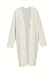 Cable Knit Long Sleeve Cardigan with Pockets