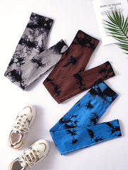 3pcs Tie Dye Seamless High Waisted Workout Leggings Women