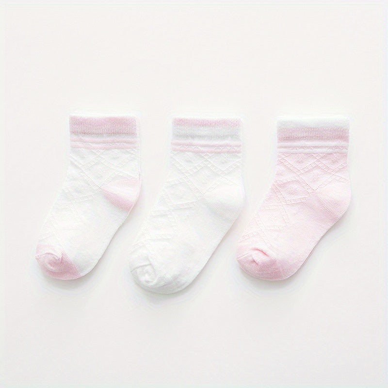 3 Pairs Kids Casual Thin Knit Cotton Socks