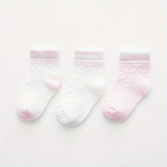 3 Pairs Kids Casual Thin Knit Cotton Socks