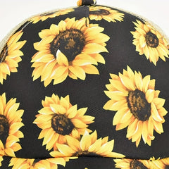 Sunflower Cross Elastic Mesh Cap Cotton Ponytail Baseball Cap