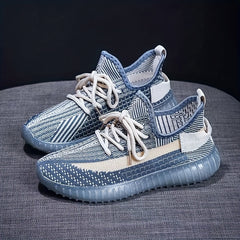 Women's Lightweight Knit Sports Shoes Lace Up Low Top Running Shoes
