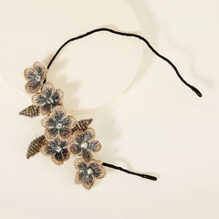 French Vintage Beaded Fabric Flower Headband