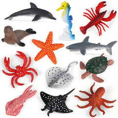 Sea Life Toys Figures 12pcs Mini Underwater Creatures Realistic Educational Toys