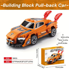 6pcs Mini Car Building Blocks Toy Pull Back Car Model ABS Material