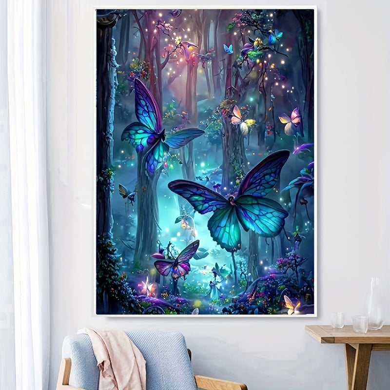 DIY Diamond Painting Forest Butterfly Landscape 5D Cube Round Full Diamond Kit