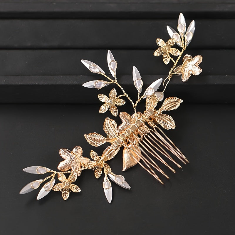 Crystal Bride Wedding Hair Comb with Pearl Bridal Side Combs