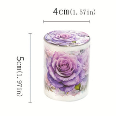Waterproof Rose & Sunflower Patterned PET Tape for Crafts & Decor, Cuttable