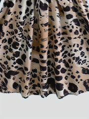 Girls Fall Dress Vintage Leopard Print Long Sleeve Casual Dresses
