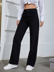 High Waist Wide Leg Straight Jeans Women's Denim Pants