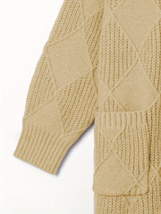 Women's Argyle Knitted Long Sleeve Cardigan with Pockets
