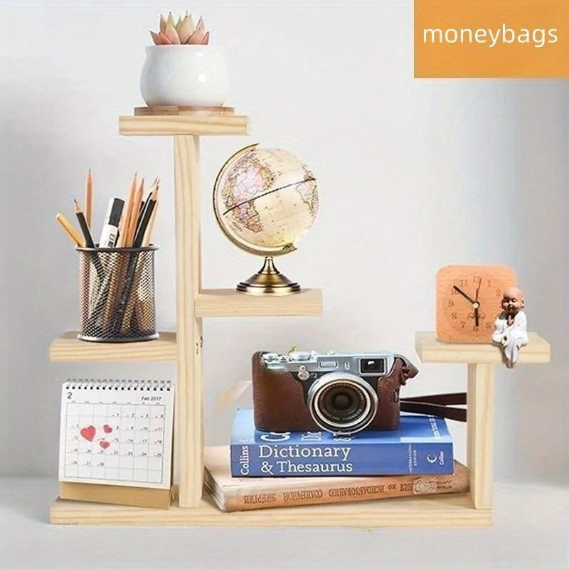 Wooden Desktop Shelf for Home Office Decoration