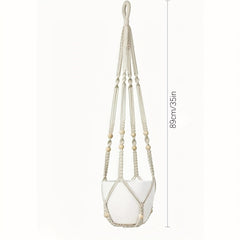 Indoor Hanging Plant Hanger Wood Beads Flower Pot Holder