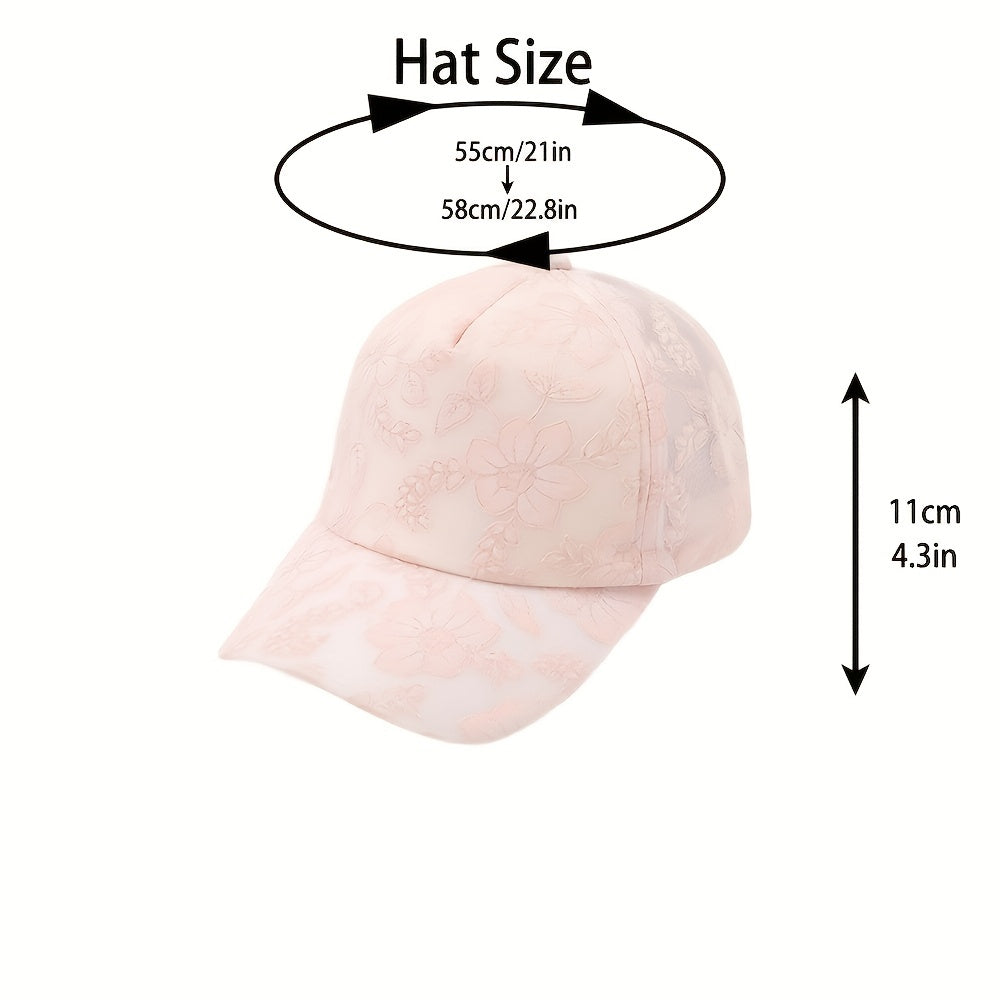 Vintage Flower Embroidery Baseball Cap Hot Stamping Solid Sun Hat Adjustable Dad