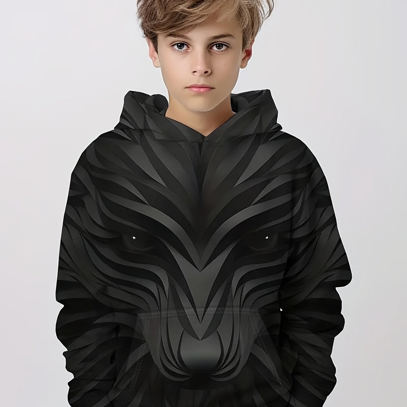 Animal 3D Print Boys Hooded Sweatshirt for Spring Fall Kids
