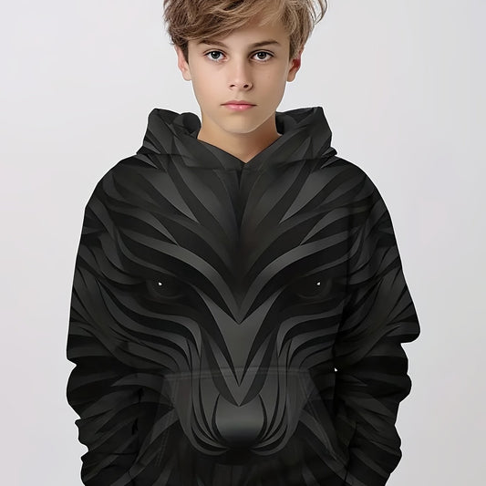 Animal 3D Print Boys Hooded Sweatshirt for Spring Fall Kids