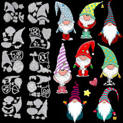 10pcs Christmas Gnome Die Cuts Santa Claus Metal Cutting Dies for Card Making