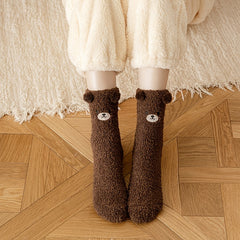 Women's Cartoon Fuzzy Socks Cozy Slipper Warm Coral Fleece Stocking