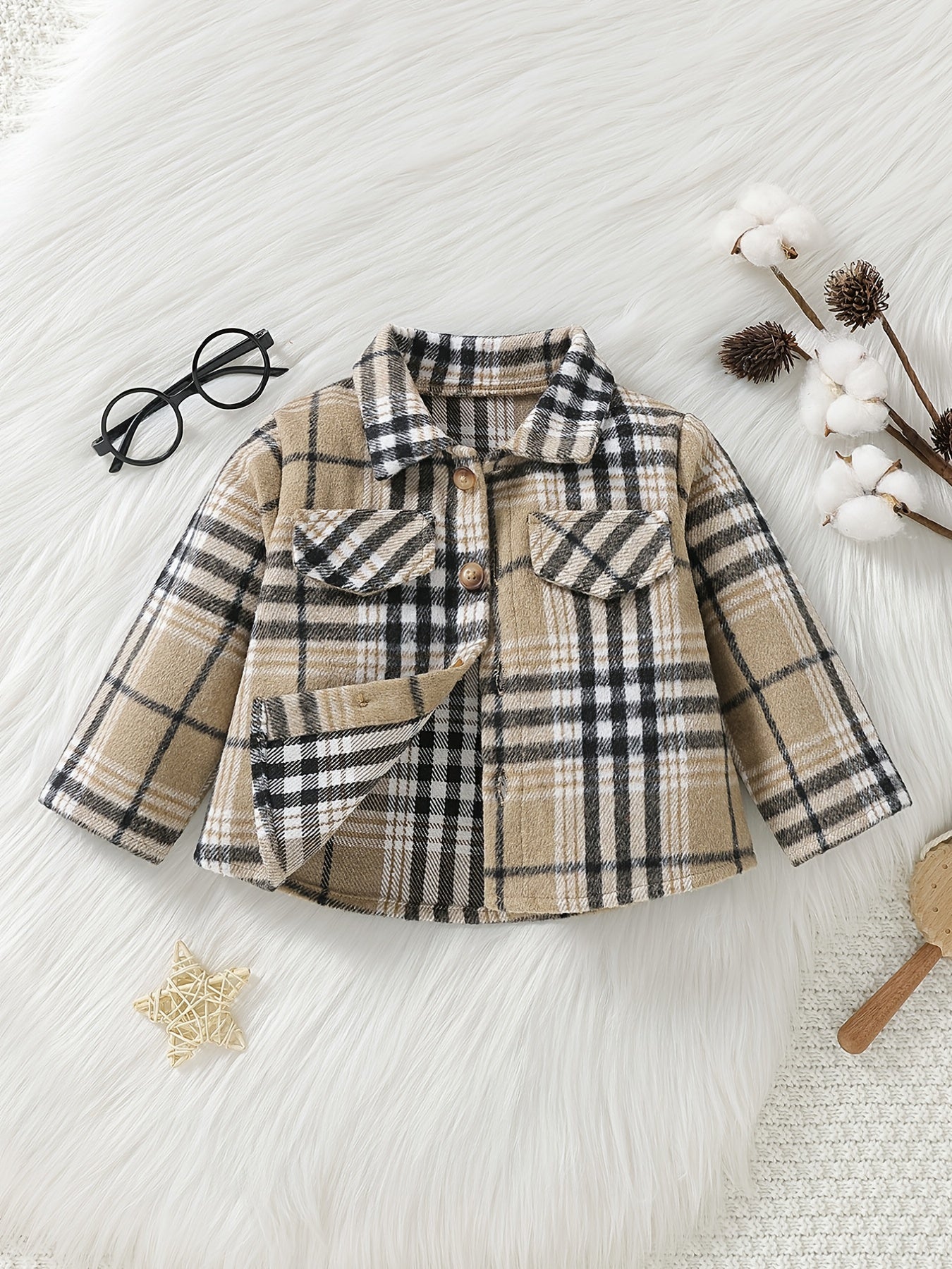 Baby Boy Plaid Shirt Coat Long Sleeve Button Down Shacket