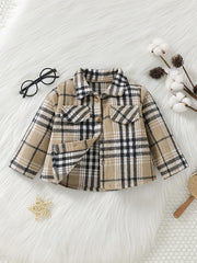 Baby Boy Plaid Shirt Coat Long Sleeve Button Down Shacket