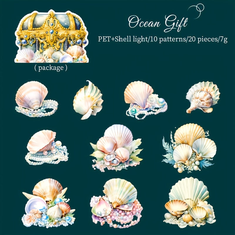 20pcs Seaside Treasure Shell Sticker Pack for Journal Decoration