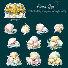 20pcs Seaside Treasure Shell Sticker Pack for Journal Decoration
