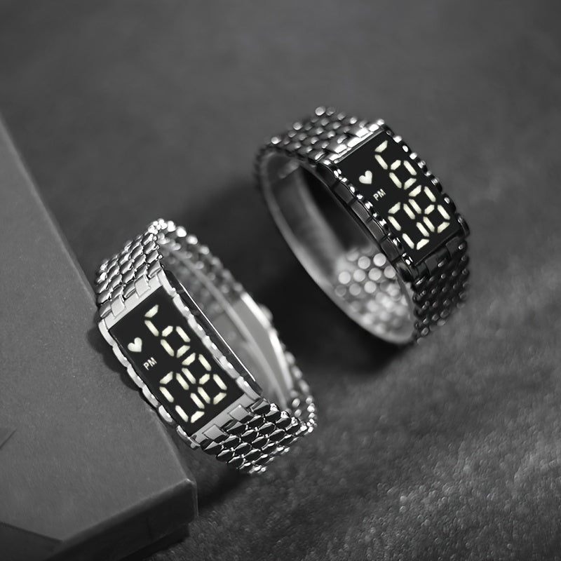 Men's LED Electronic Watch Large Dial Alloy Wrist Watch