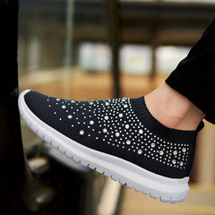 Women's Rhinestone Sock Sneakers Slip On Shoes