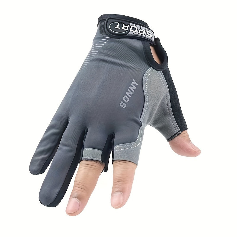 Pai Fingerless Fishing Gloves - Anti slip Breathable Cycling Adjustable Half Fin