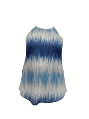 Ombre Print Cut Out Back Round Neck Tank Top