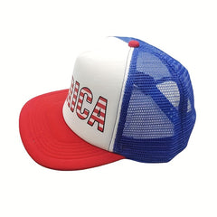 Merica Flag Print Trucker Hat Mesh Baseball Cap for Men Women