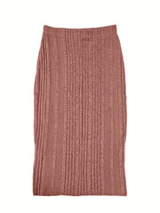 Ribbed Bodycon Skirt High Rise Stretch