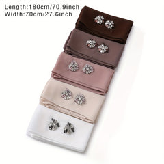 Chiffon Hijab Rhinestone Decorated Turban Headscarf