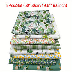 8pcs Multicolor Patchwork Fabric Cotton Floral Printed