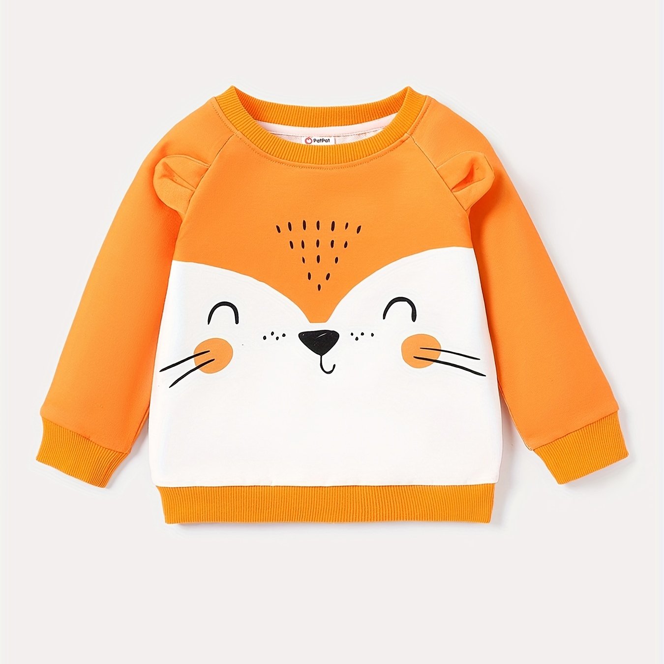 Animal Print Long Sleeve Sweatshirt with 3D Ears