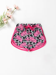 Baby Girls Hat Graphic Print Elastic Waist Drawstring Shorts
