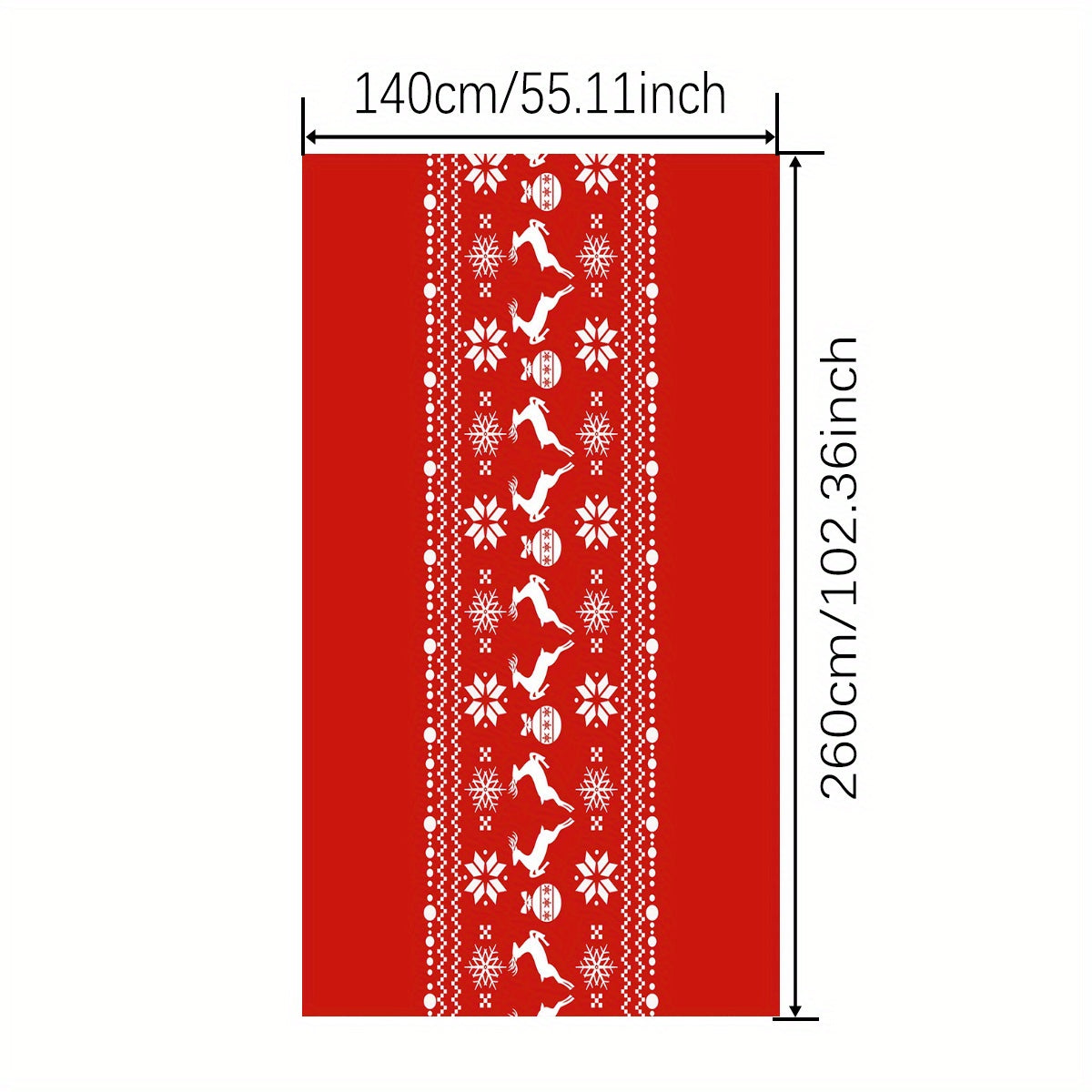 Polyester Table Cloth Merry Christmas Deer Snowflake Pattern Red Cover