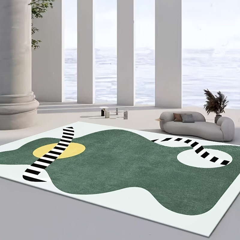 Abstract Area Rug for Living Room Modern TPR Base Soft Polyester Fiber Carpet
