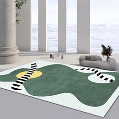 Abstract Area Rug for Living Room Modern TPR Base Soft Polyester Fiber Carpet