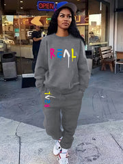 Casual Two-piece Set Long Sleeve Top & Pants Outfit