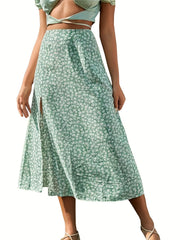 Floral Print Split Skirt for Spring & Summer