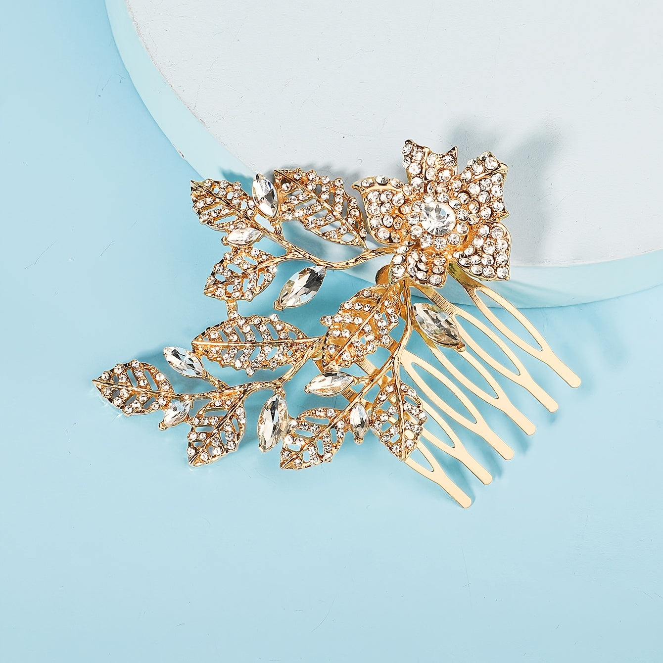 Rhinestone Metal Leaf Floral Hair Comb Bridal Hair Comb Hair Accessories