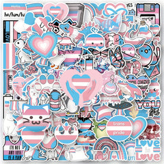 Transgender Pride Vinyl Stickers - 100pcs Pack