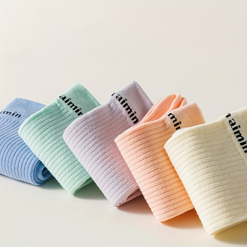 7 Pairs Letter Print Crew Sports Socks Women's Stockings