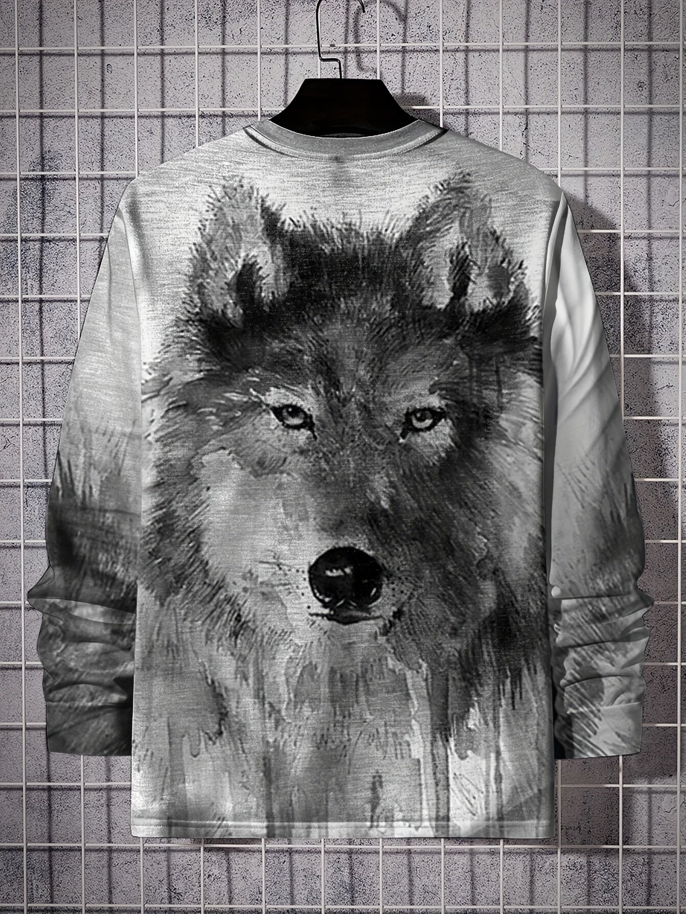 Wolf 3D Print Men's Long Sleeve T-shirt