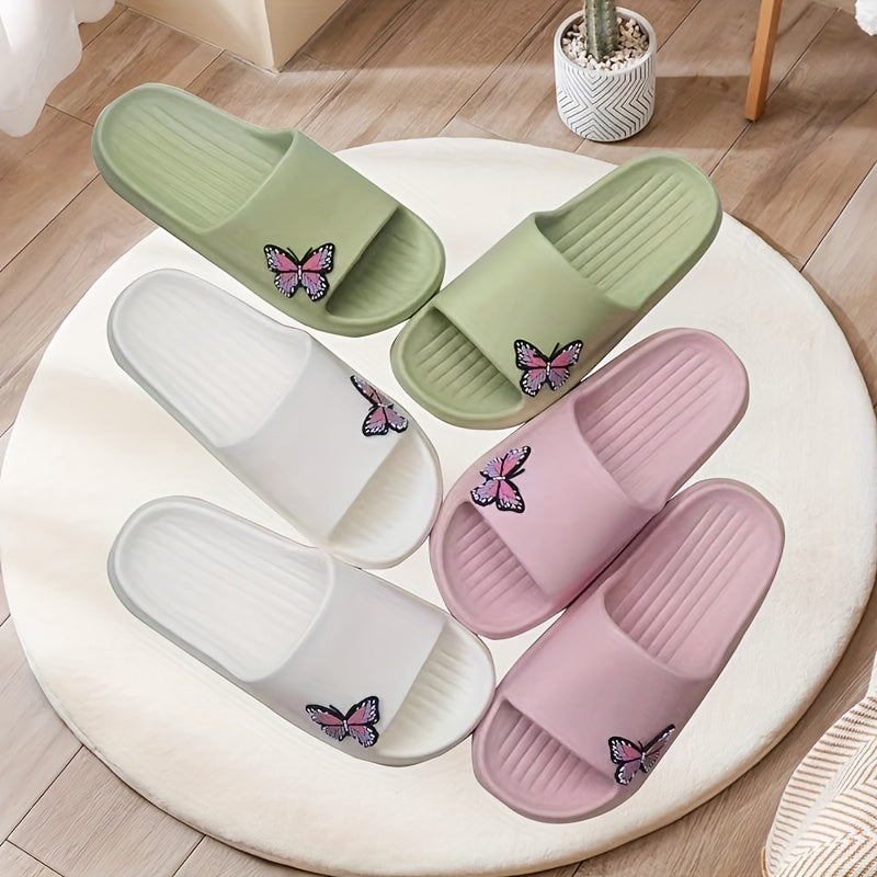 Women's Butterfly Print Slides Soft Sole Shoes