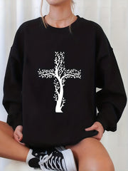 Tree Cross Graphic Active Sweatshirts for Women