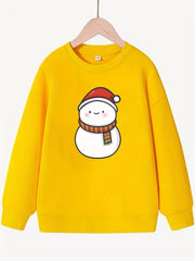 Snowman Pattern Smart Sweatshirt For Girls Party Casual Round Neck Top